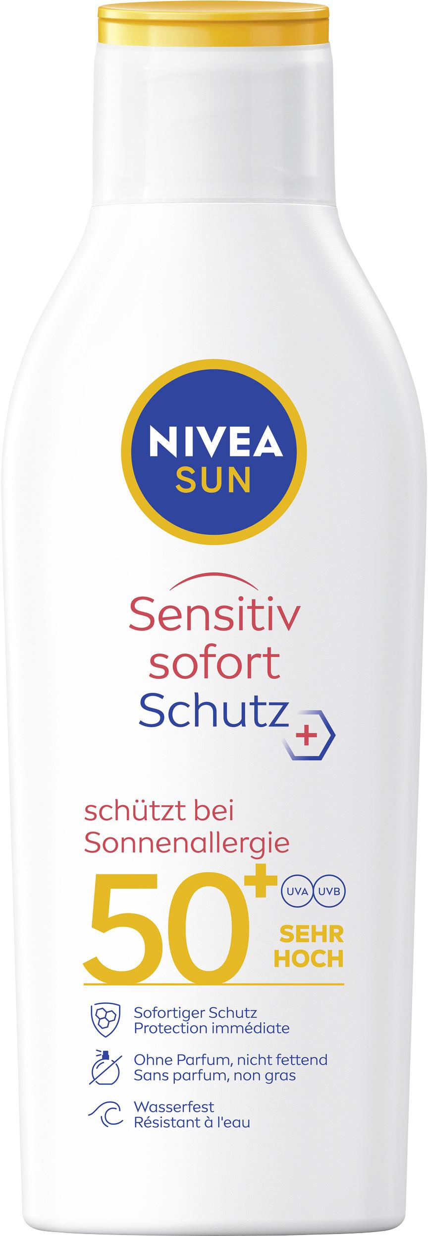 NIVEA SUN Sensitive Sofort Schutz Sonnenallergie Sonnenmilch  LSF50+