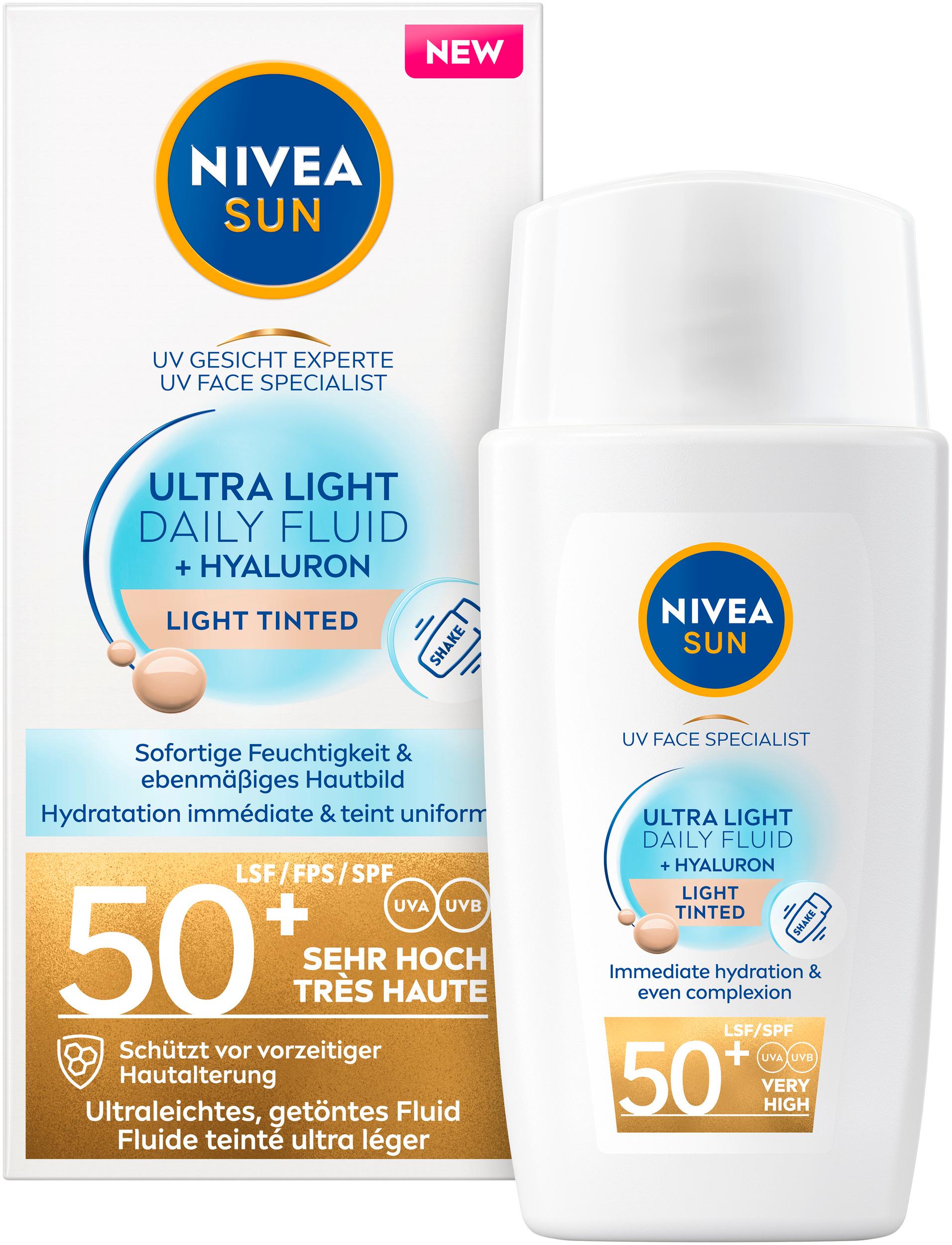 Produktbild NIVEA SUN Ultra light daily fluid + Hylaluron light tinted LSF50+ 3 von 4