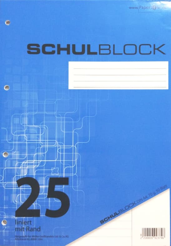PAPERZONE Schulblock A4 Lineatur 25 50 Blatt