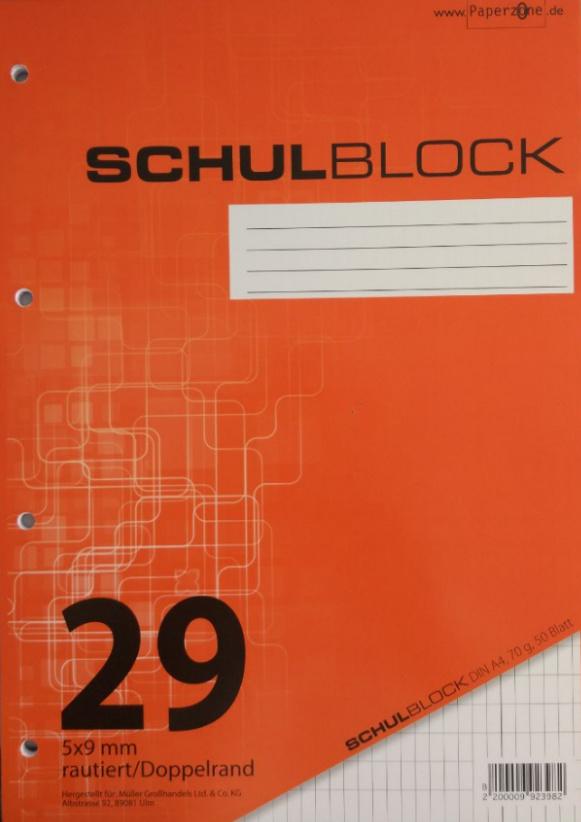 PAPERZONE Schulblock A4 Lineatur 29 50 Blatt