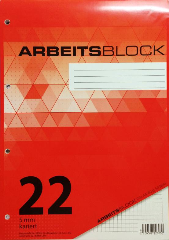 PAPERZONE Arbeitsblock A4 Lineatur 22 50 Blatt