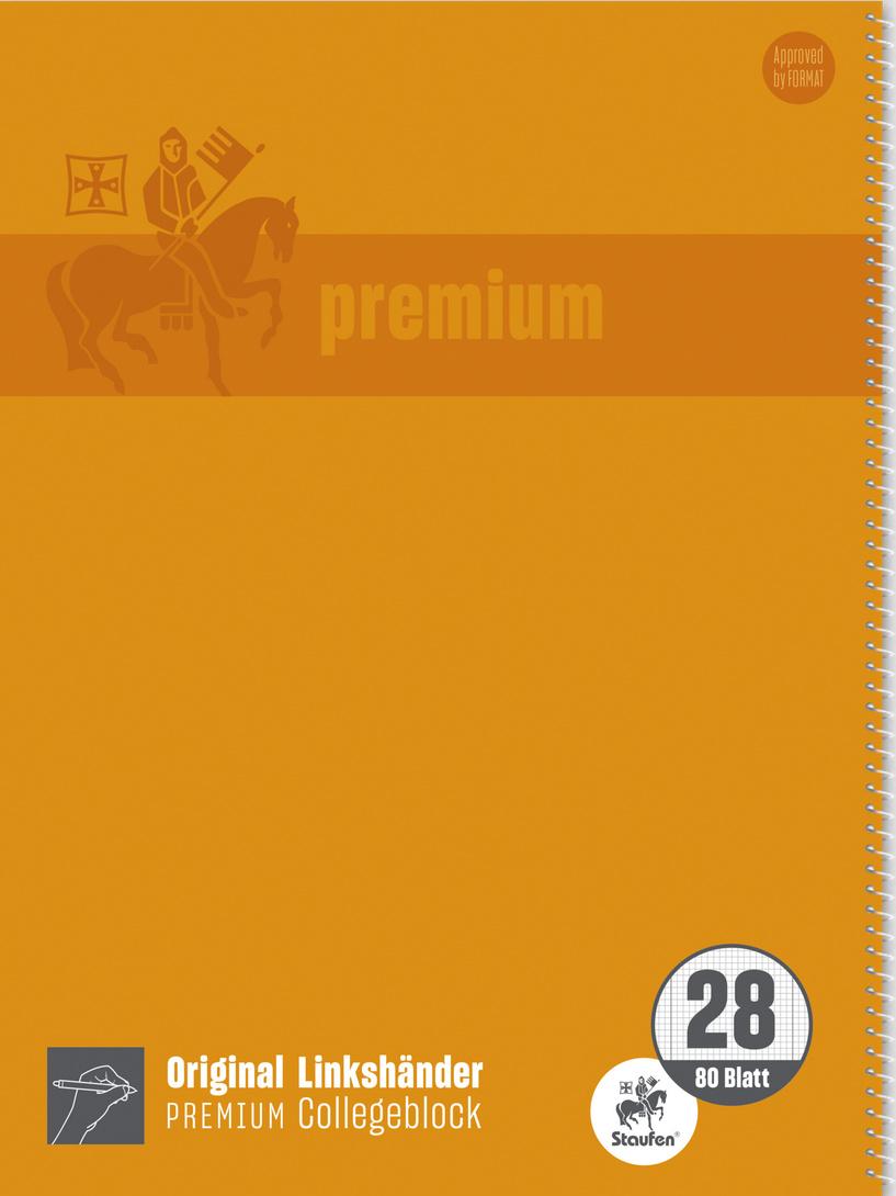 Staufen Premium  Collegeblock Linkshänder A4 80 Blatt Lineatur 28