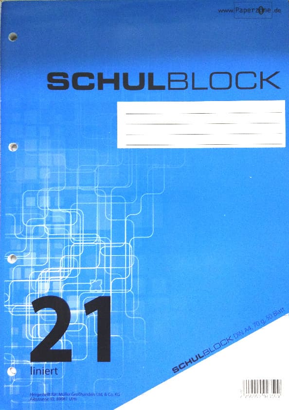 PAPERZONE Schulblock A4 Lineatur 21 50 Blatt