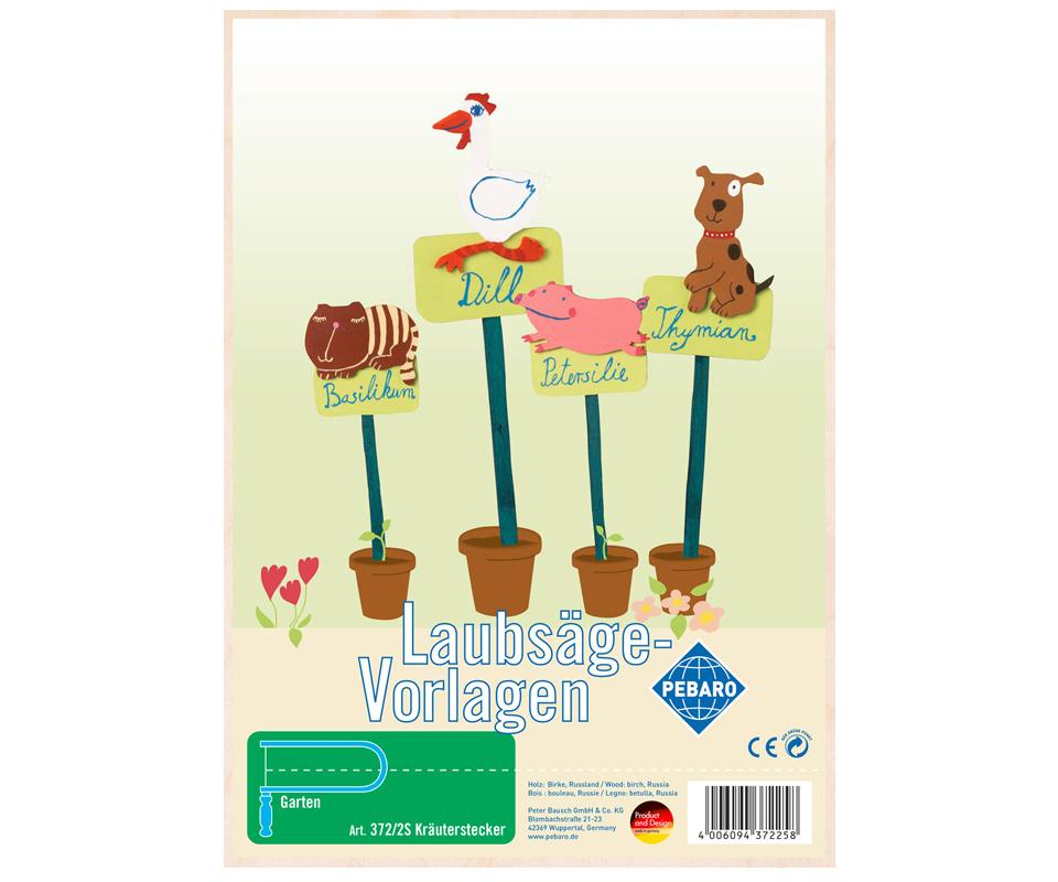 Pebaro - Laubsägevorlage DIN A4, 1 Platte, Kräuterstecker