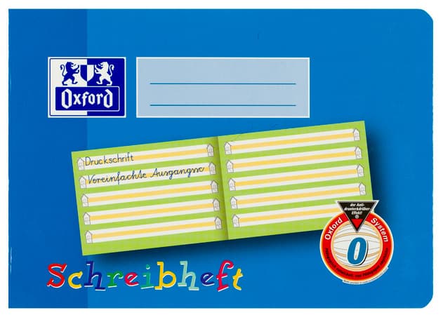 Oxford Lernsysteme A5 quer Schreibheft, Lineatur 0 mit farbigem Mittelband