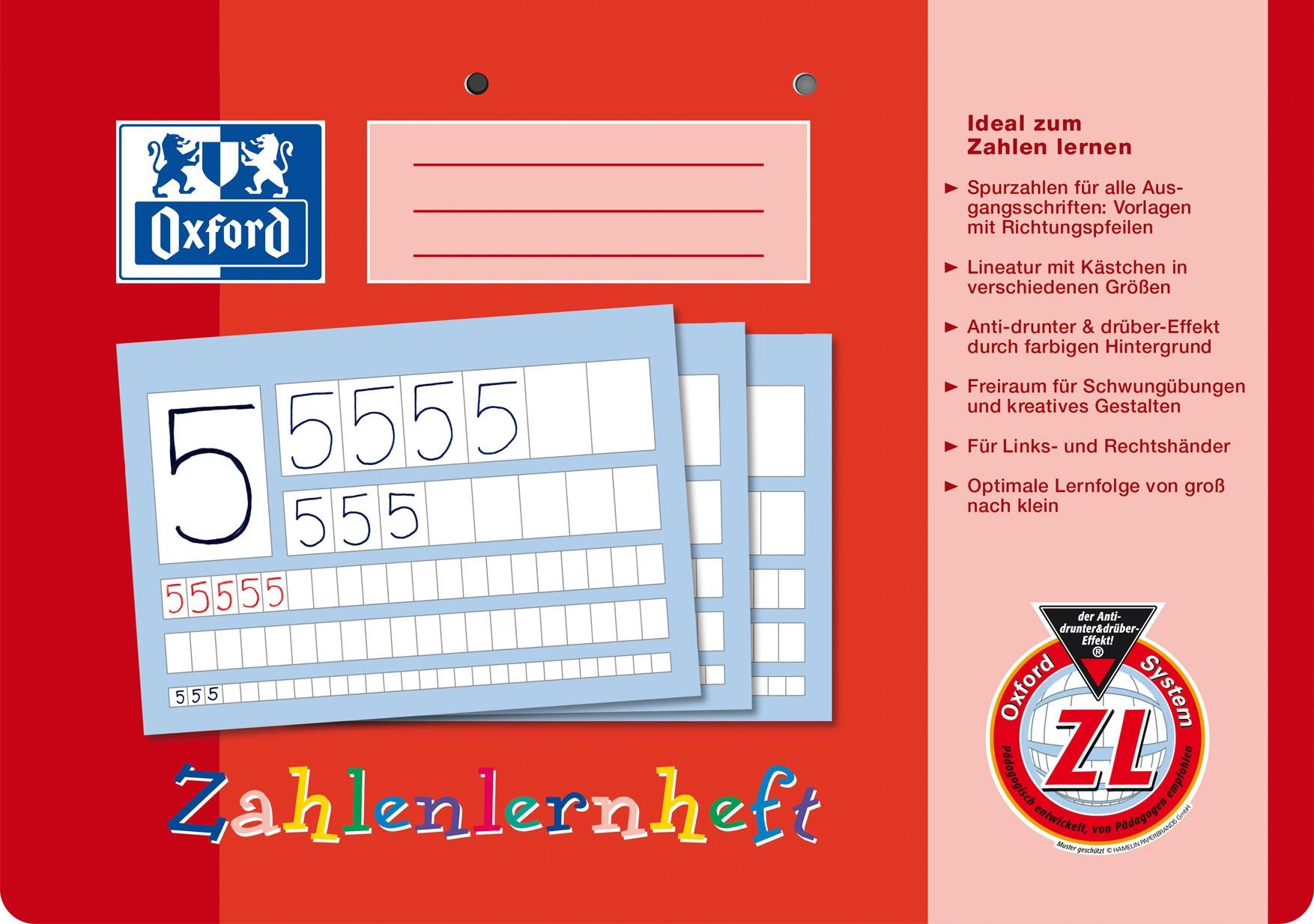 Oxford Schreiblernheft/Zahlenlernheft A4 Lineatur ZL 16 Blatt