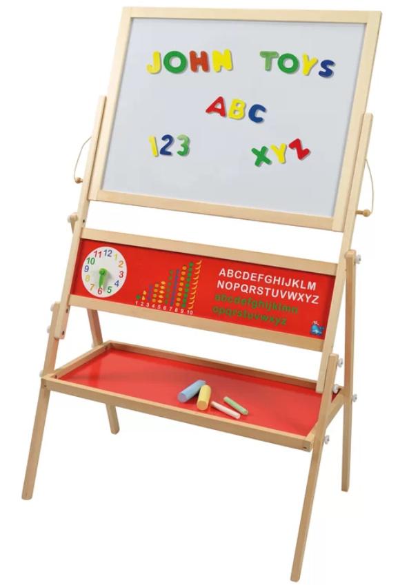 Produktbild Beluga - Standtafel aus Naturholz mit Wendeblatt und Lernuhr Maße aufgebaut 66,5 x 40 x 107 cm 2 von 4