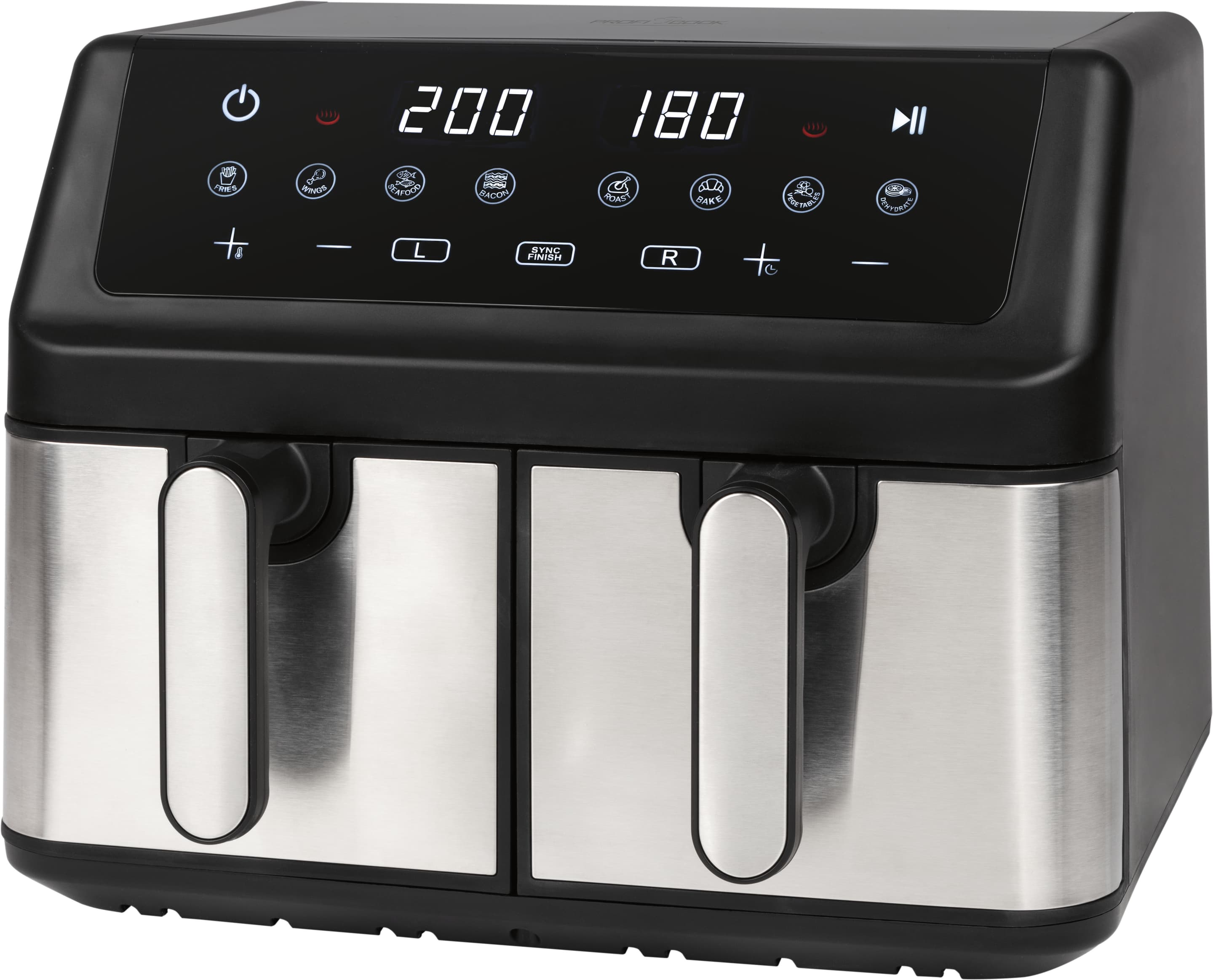 ProfiCook Doppel-Heißluftfritteuse PC-FR 1296 H inox 9l