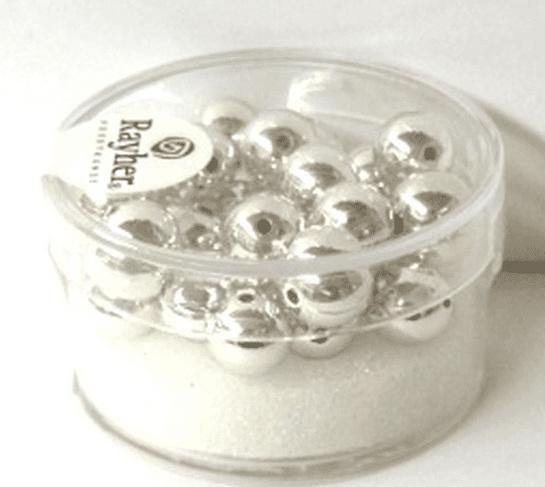 rayher PLASTIK RUNDPERLEN 8MM 26ST.DOSE SILBER 1630522