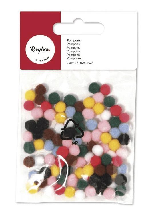 rayher POMPONS 7MM GEMISCHT 100STK. 7657549