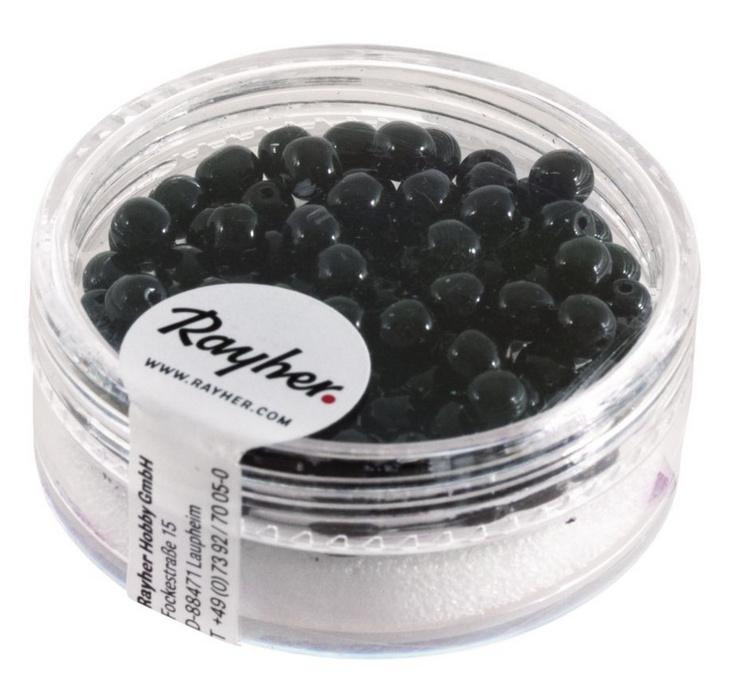 rayher RENAISSANCE GLASWACHSPERLEN 4MM SCHWARZ 85 STÜCK DOSE 14400576