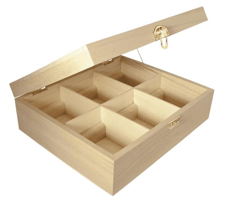 rayher TEEBOX 21,5X18X7CM 6 FAECHER       62408000