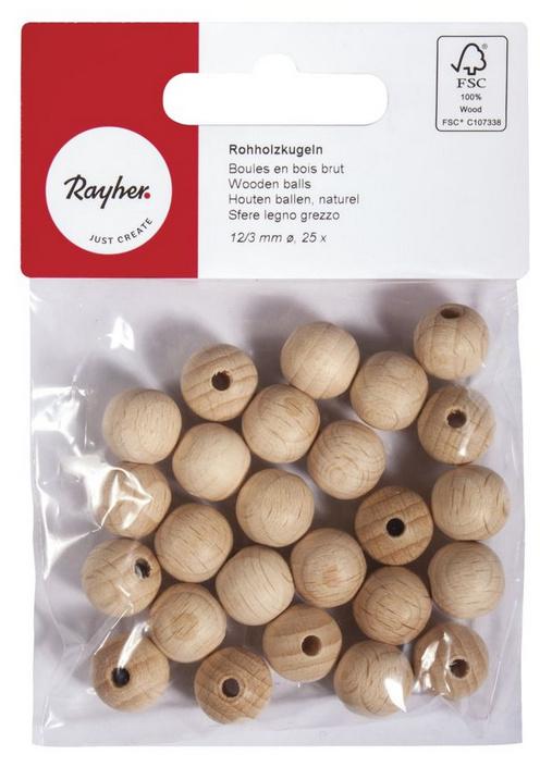 rayher Rohholzkugeln gebohrt 12mm ø
