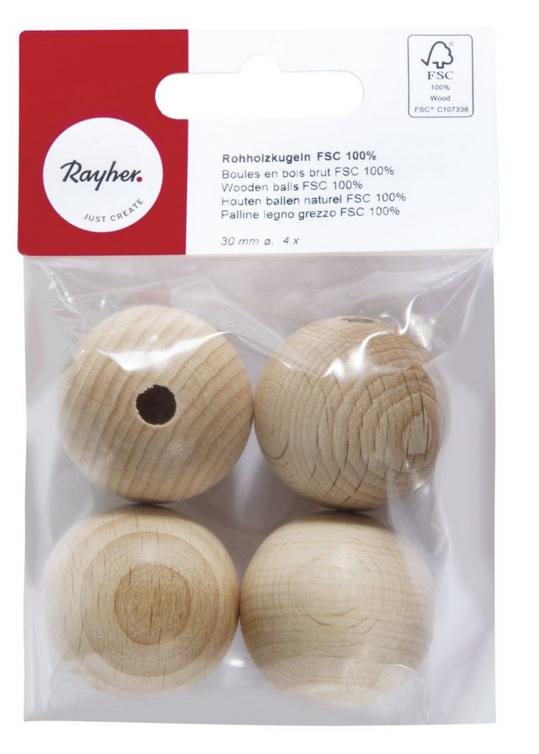 rayher Rohholzkugeln gebohrt 30mm ø