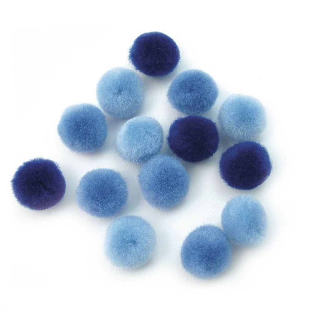 rayher Pompons 15 mm, SB-Btl. 60 Stück, blau sortiert