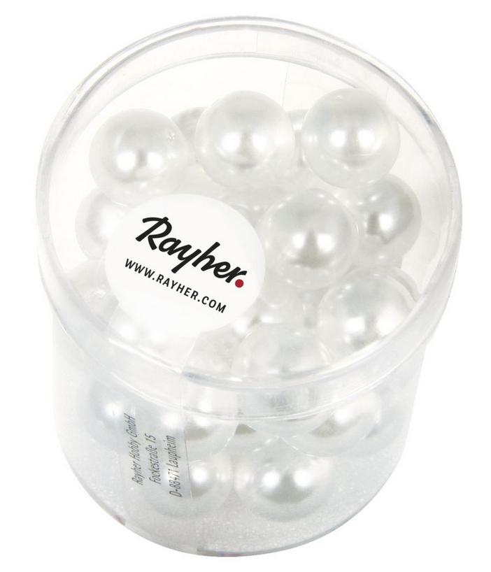 rayher RENAISSANCE GLASWACHSPERLEN 10MM HALBTRPARENT WEISS 35 STÜCK DOSE 14443100