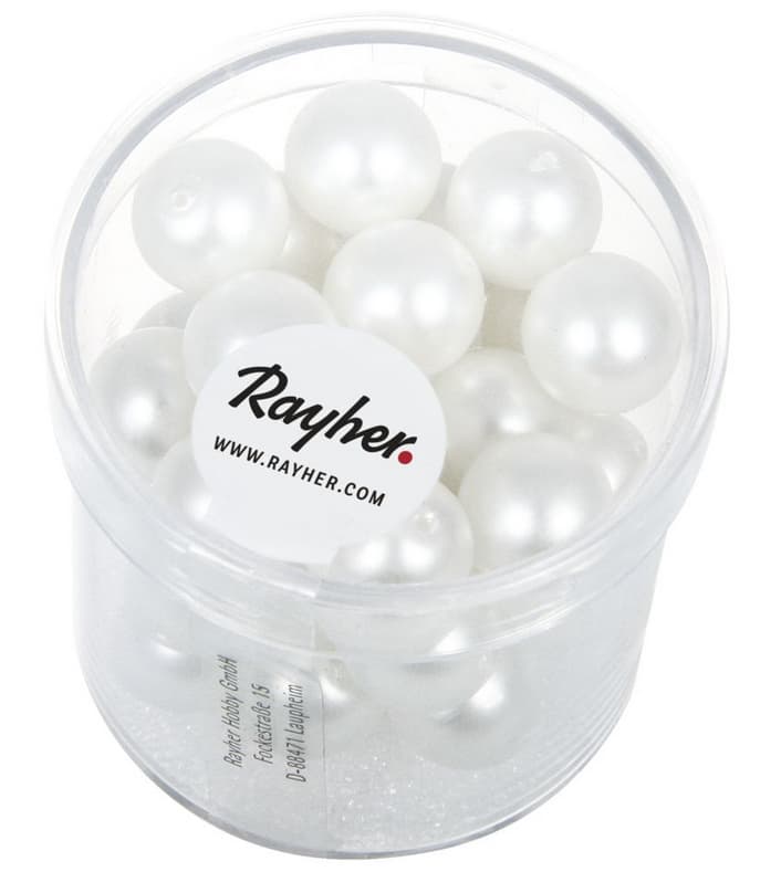 rayher RENAISSANCE GLASWACHSPERLEN 10MM MATT WEISS 35 STÜCK DOSE 14449100