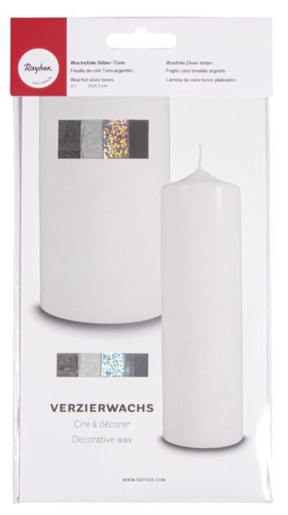 Produktbild rayher Wachsfolie Silber-Töne 20x6,5cm 4 Farben sortiert 2 von 2