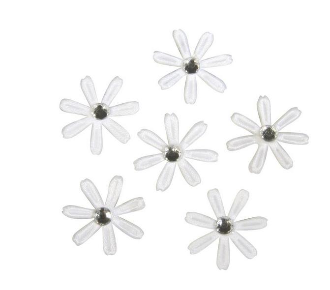 rayher SATIN BLUETE MIT STRASS 60 STK. WEISS 54020102