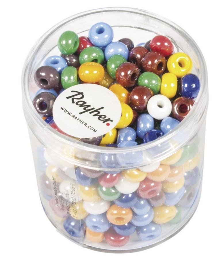 Produktbild rayher GLAS-GROSSLOCHRADL OPAK 5,4MM GEMISCHT DOSE 55G 1418449 2 von 2