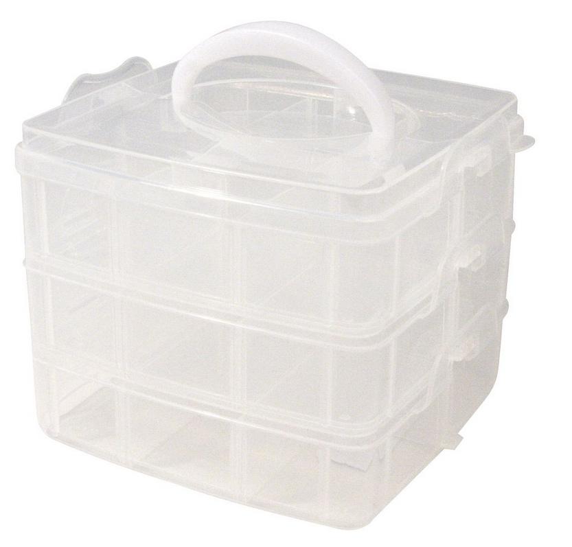 rayher SORTIERBOX M.TRAGEGRIFF 15X15X13CM 3X6 FÄCHER 3918100