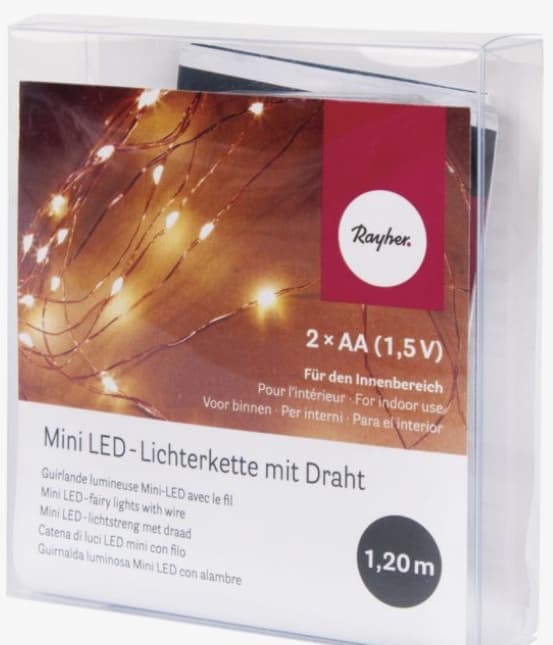 Produktbild rayher Mini LED-Lichterkette mit Draht130cm 10 Lichter 2 von 2