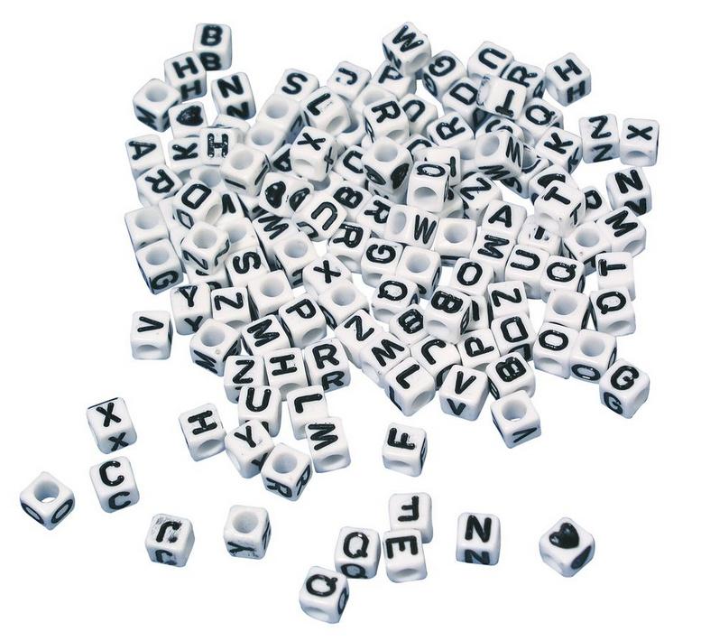 rayher PLASTIK-BUCHSTABEN-PERLEN WUERFEL 5X5MM 40G WEISS 1610102