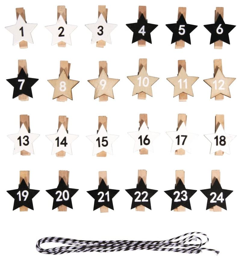 rayher Adventskalenderzahlen Stern 1-24 auf Klammer
