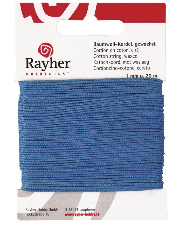 rayher BAUMWOLLKORDEL GEWACHST TUERKIS 1MMX20M 5169107