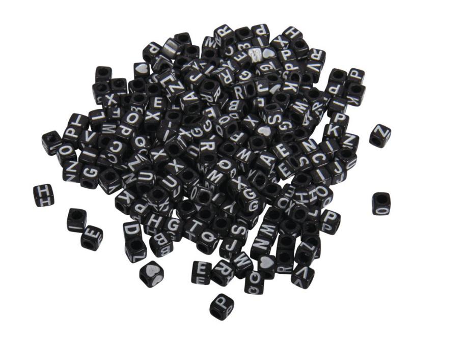 rayher Plastik-Buchstaben-Perlen 5x5mm 40g schwarz