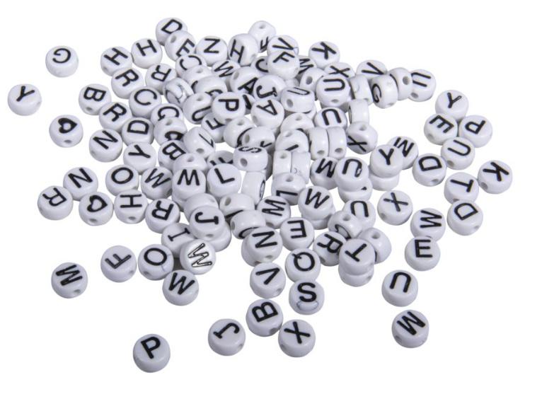 rayher Plastik-Buchstaben-Perlen 9x9mm 40g weiss