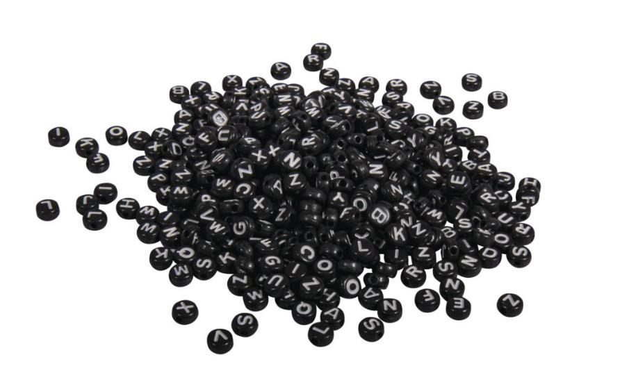 rayher Plastik-Buchstaben-Perlen 6x6mm 40g schwarz