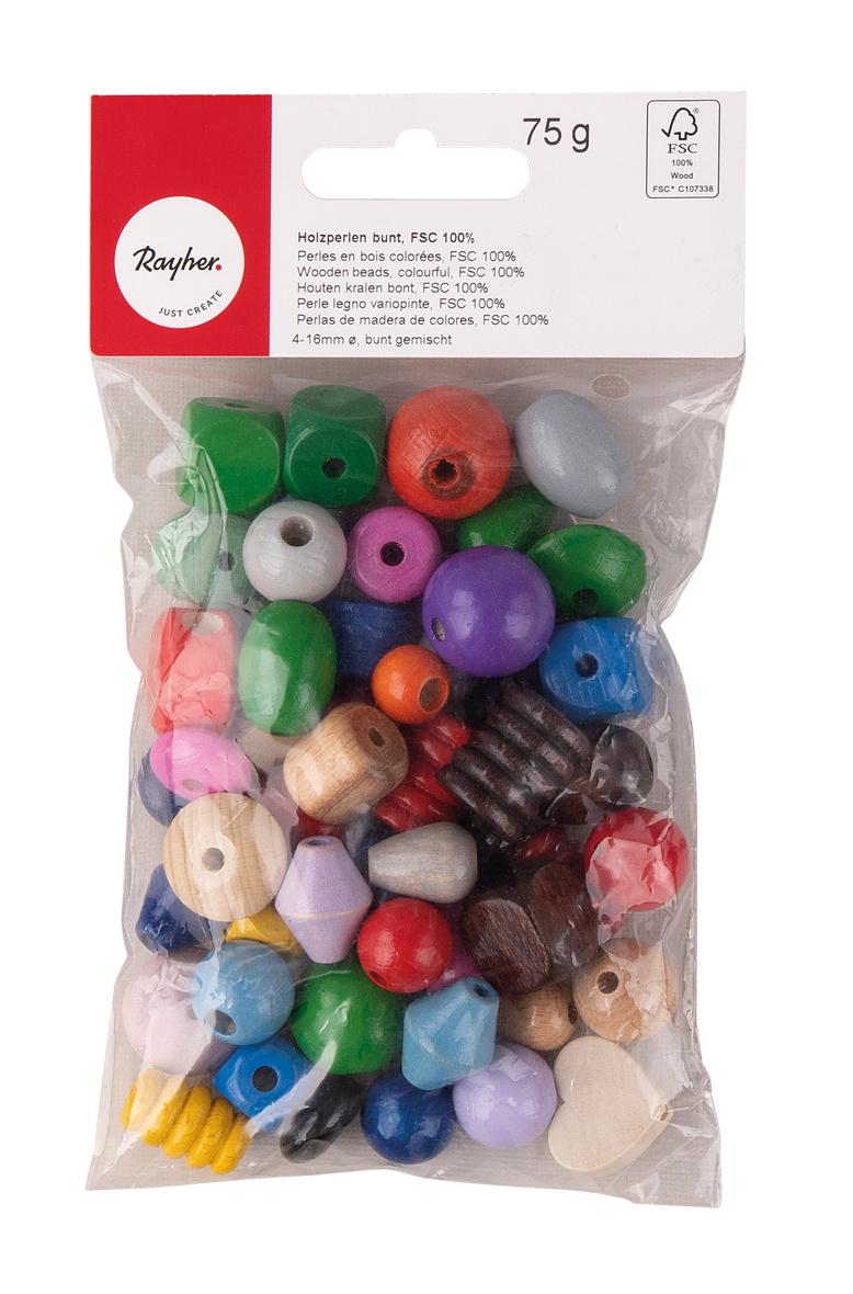 Produktbild rayher Holzperlen bunt, 75g 3 von 3