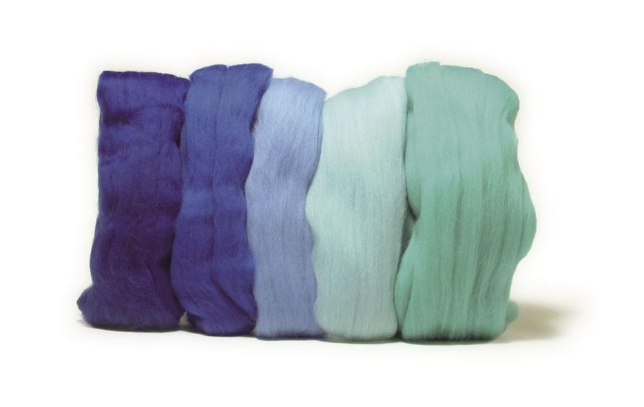 rayher MERINO-KAMMZUG,SUPERFEIN 19MIC 5X10G BLAU-TÖNE 5365100