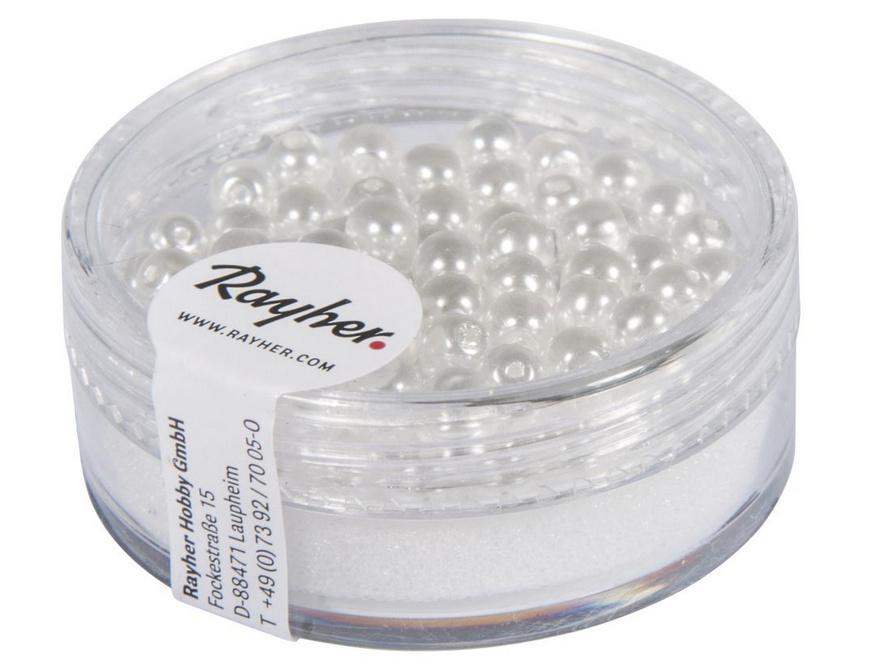 rayher RENAISSANCE GLASWACHSPERLEN 4MM HALBTRPARENT WEISS 85 STÜCK DOSE 14440100