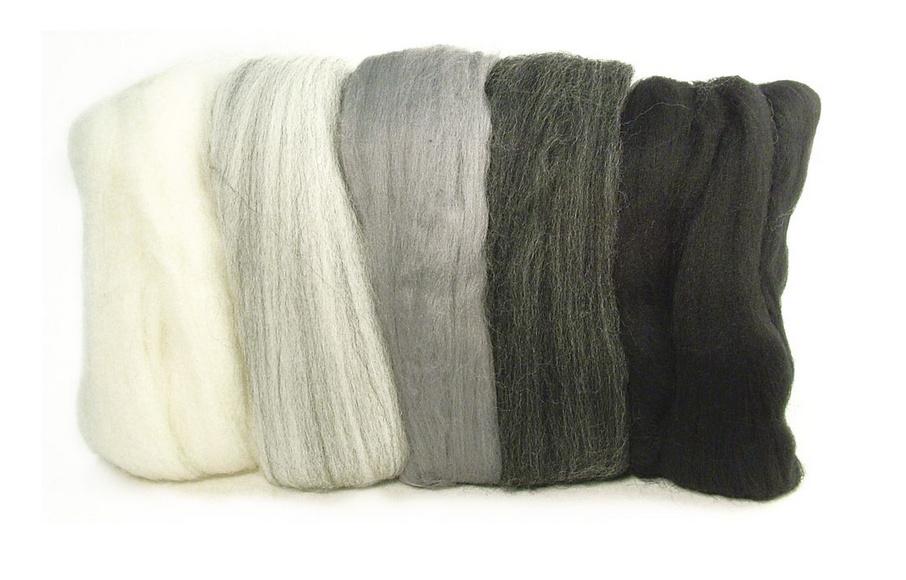 rayher MERINO-KAMMZUG,SUPERFEIN 19MIC 5X10G SCHWARZ-WEISS-GRAU-TÖNE 5364900