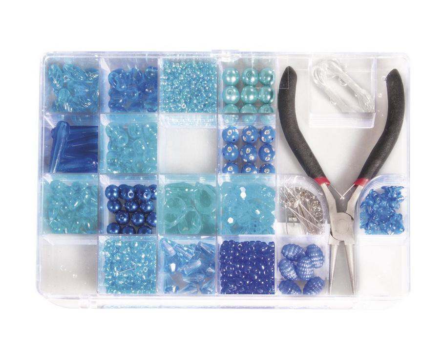 rayher PERLEN-BOX MIT ZANGE 20X13,5CM FARB U. GRÖSSEN MIX ROYALBLAU 14797376