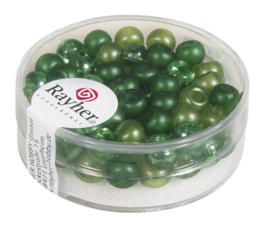 rayher ROCAILLESMIX M.GROSSLOCH 5,5MM MAIGRÜN 80ST. DOSE 14799412