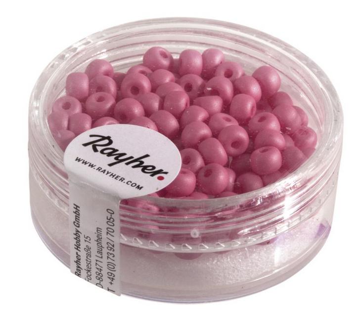 rayher SILK BEADS GLAS ROCAILLES 120ST. 4MM FUCHSIA 14690276