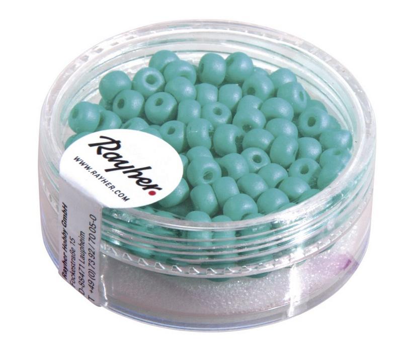 rayher SILK BEADS GLAS ROCAILLES 120ST. 4MM MINTGRUEN 14690408