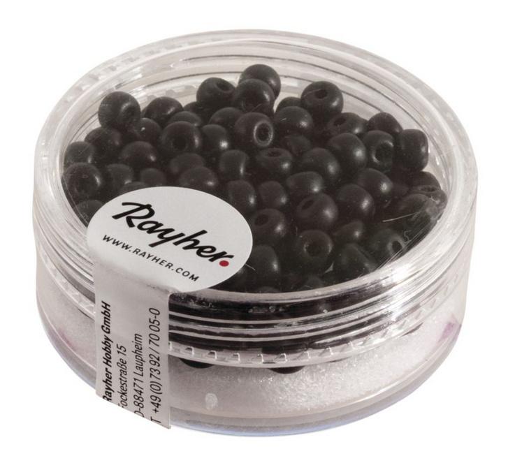 rayher SILK BEADS GLAS ROCAILLES 120ST. 4MM SCHWARZ 14690576