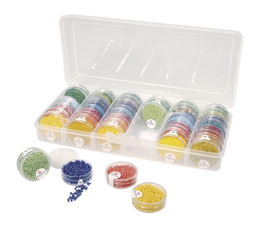 rayher AUFBEWAHRUNGSBOX FÜR ROCAILLESDÖSCHEN 27X12X5CM FÜR 36 DÖSCHEN 39215000