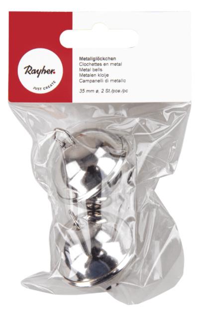 Produktbild rayher Metallglöckchen ø35mm  Platin 2503521 2 Stück 2 von 2