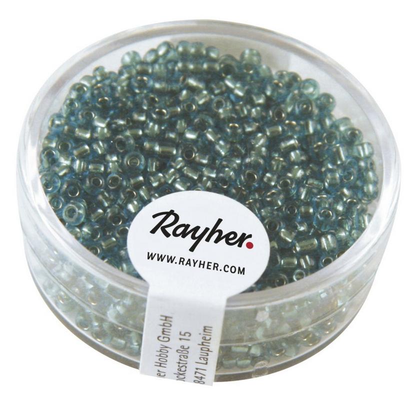 rayher ROCAILLES 2MM M.SILBER EINZUG, TUERKIS DOSE 17G 1406407