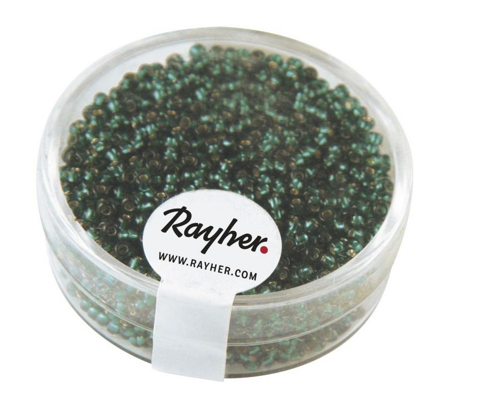 rayher ROCAILLES 2MM M.SILBER EINZUG, JADE DOSE 17G 1406415