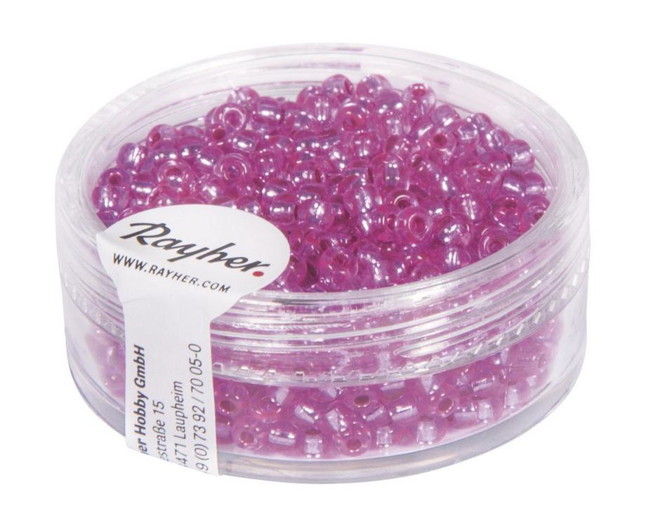 rayher ROCAILLES 2,6MM M.SILBER EINZUG, PINK 16G DOSE 1405533