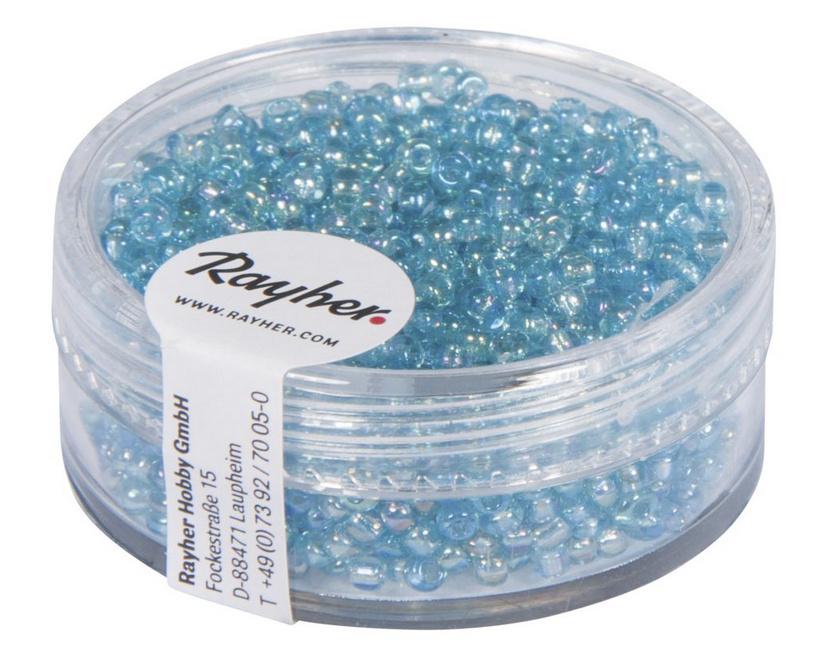 rayher ROCAILLES 2MM TRANSPARENT GELUESTERT TUERKIS 17G DOSE 1406107