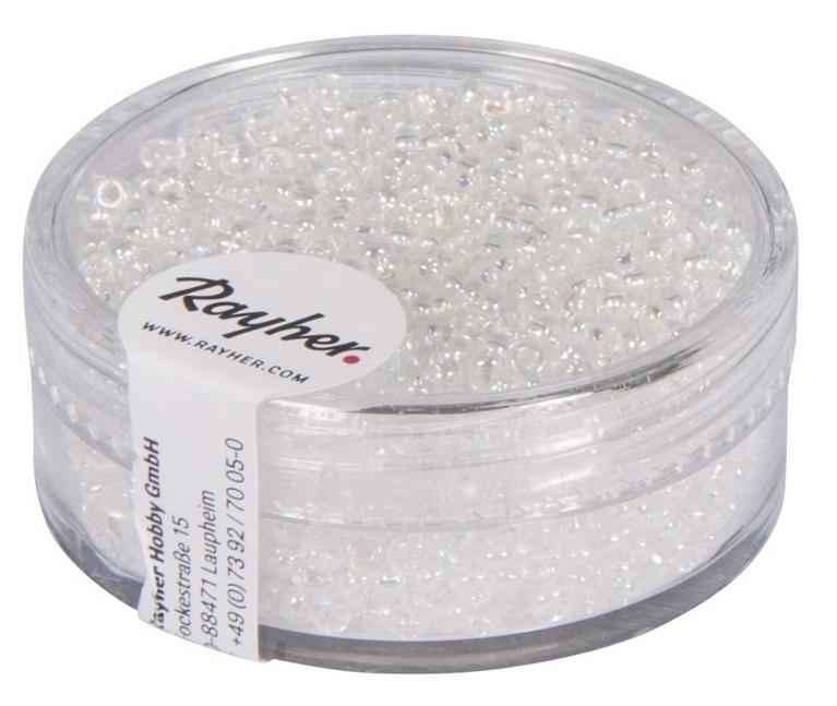 rayher ROCAILLES 2MM TRANSPARENT GELUESTERT SILBER 17G DOSE 1406122