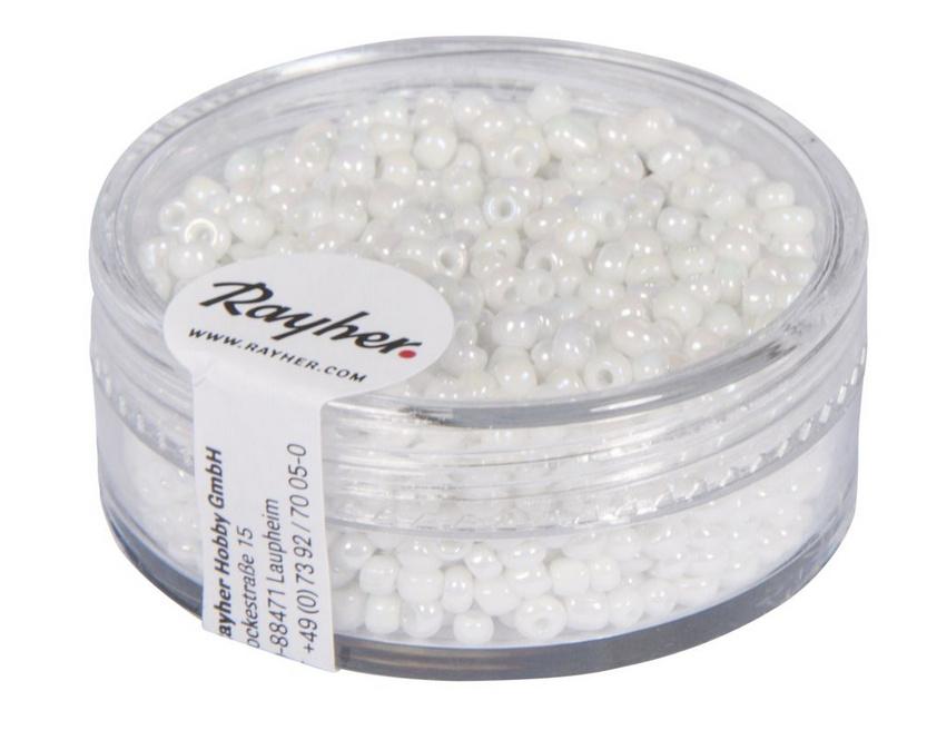rayher ROCAILLES 2MM OPAK GELUESTERT WEISS DOSE 17G 1406202