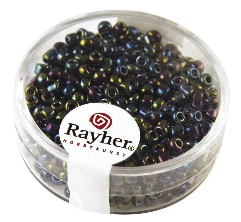 rayher ROCAILLES 2,6MM OPAK GELUESTERT SCHWARZ 17G DOSE 1405901